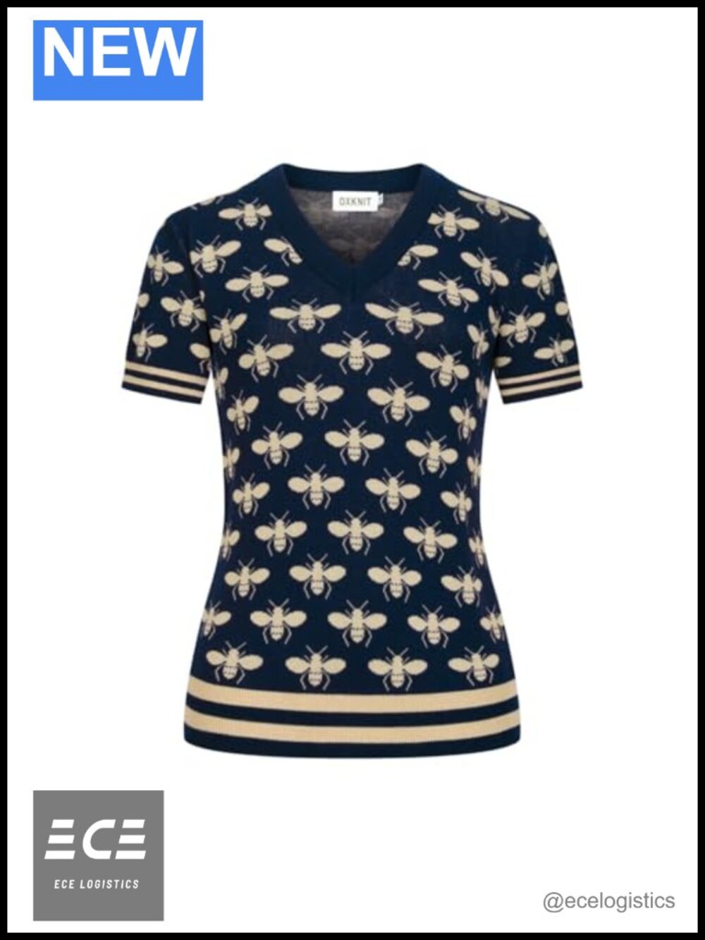 Women's Vintage Knit Short Sleeve V-Neck T-Shirt Tee Retro Summer Top